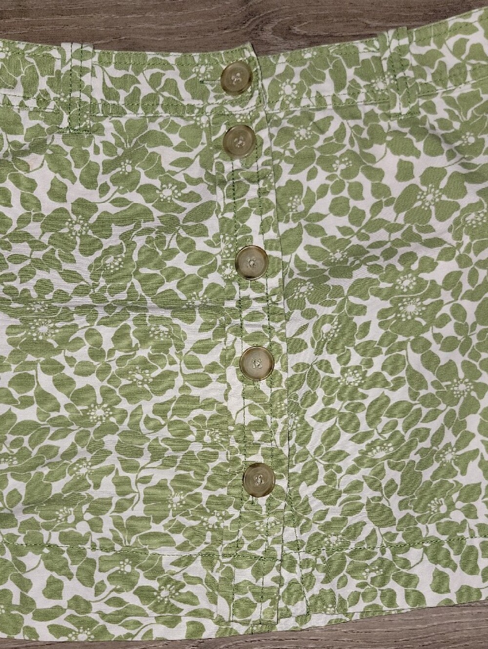 J. Crew Green and White Floral Button-Front Skirt - Picture 2 of 7